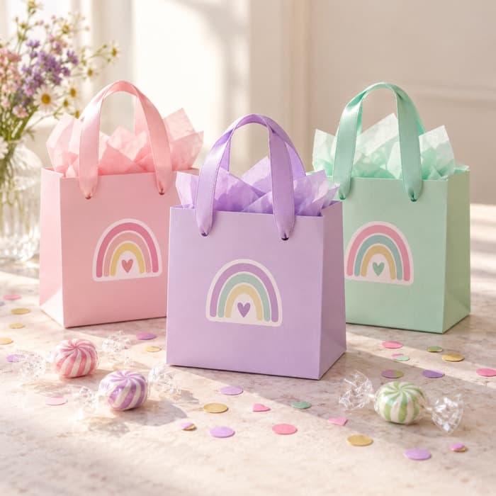 Illustrative photo of pastel party favour bags